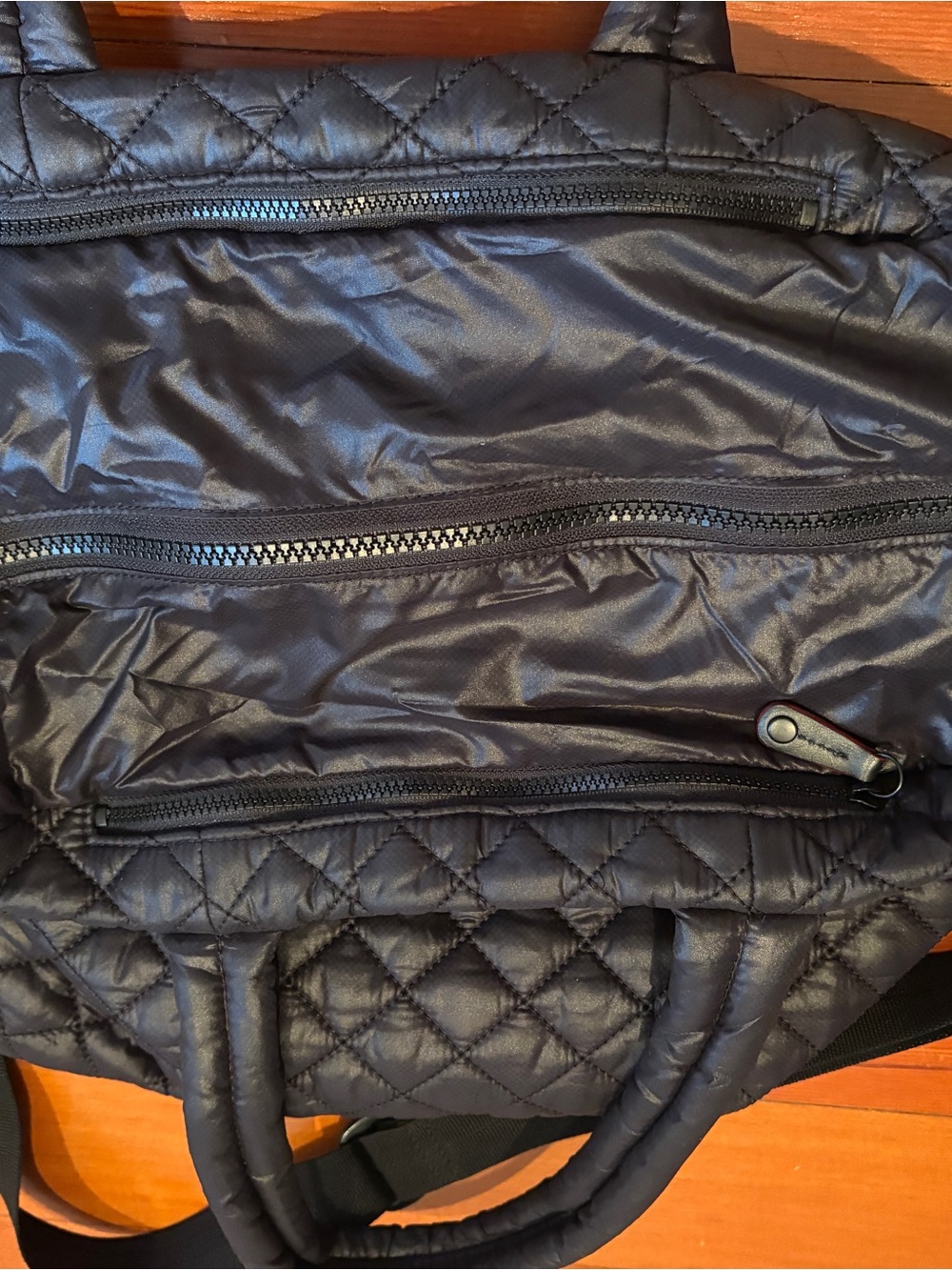 MZ WALLACE Medium Metro City Tote Quilted Crossbody Satchel - Black - Picture 6 of 10